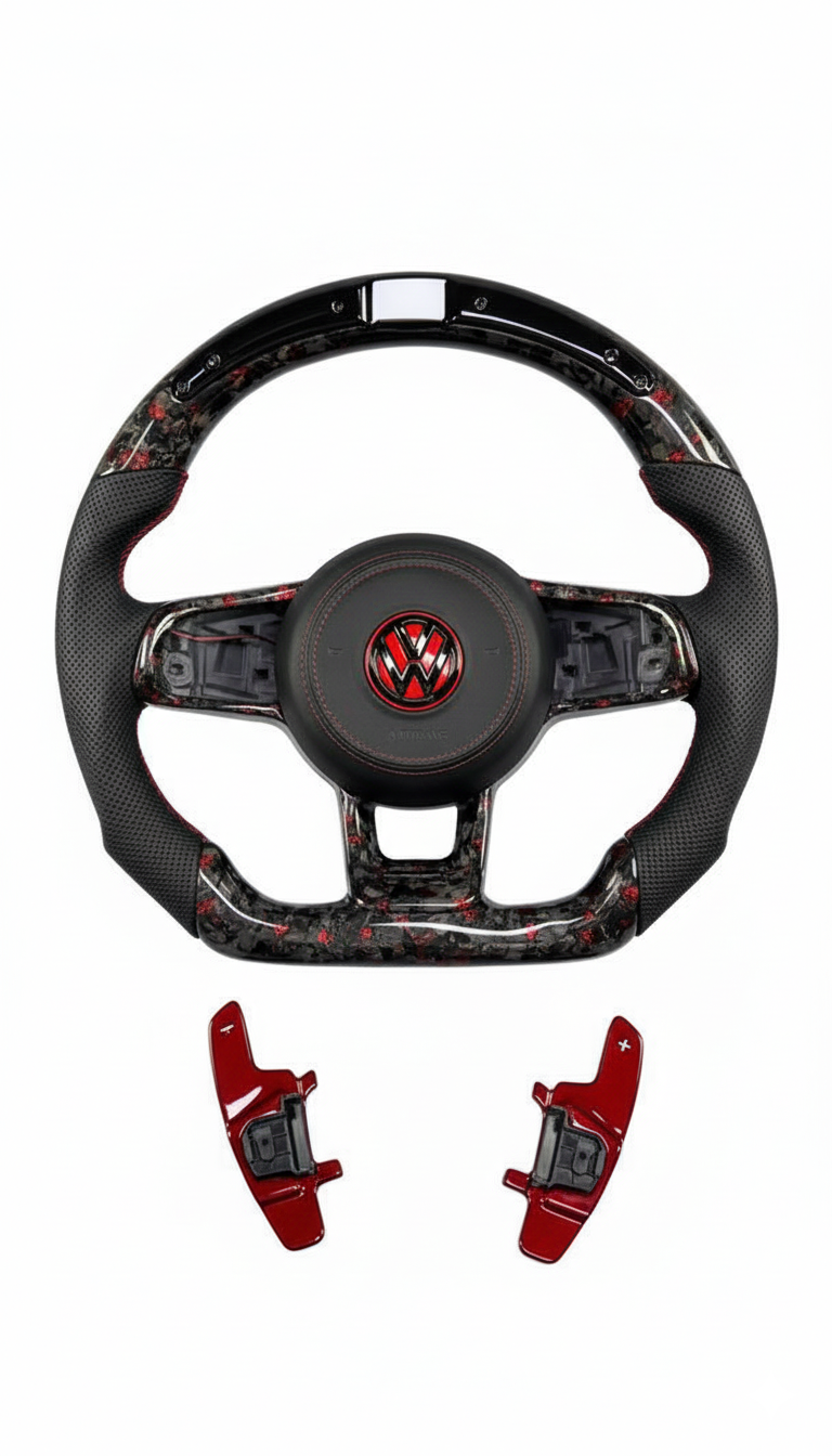 VW MK 7 Custom Made Red Forged Carbon with Custom Red Air Bag 2013-2019